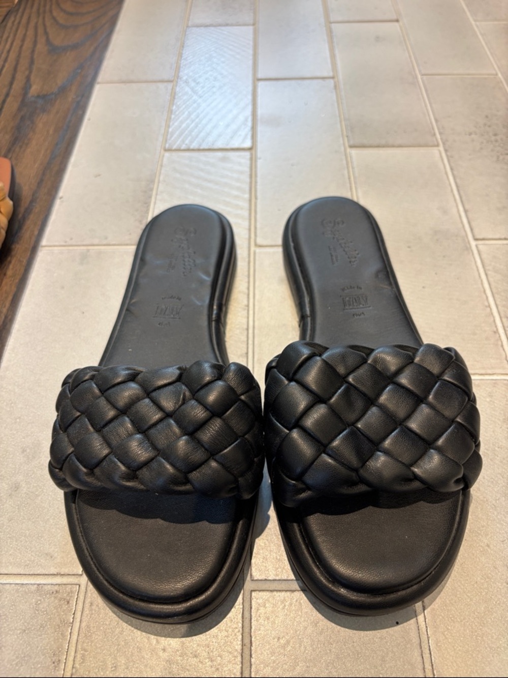 Seychelles Black Braided Slide Sandals - Women's Comfortable Slip-On size 7.5